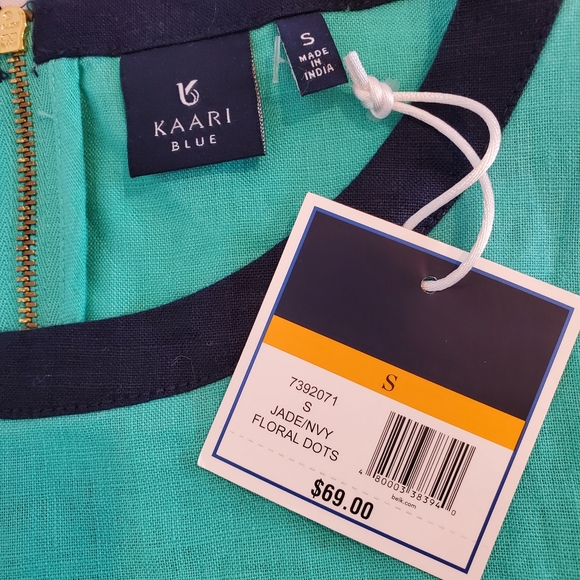 NWT Kaari Blue Linen Crocheted Hem Tank Top - Picture 9 of 11